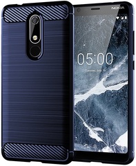 Чехол на Nokia 5.1 цвет Blue (синий), серия Carbon от Caseport