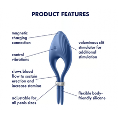 Эрекционное виброкольцо лассо Satisfyer Duelist темно-синее