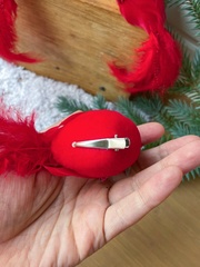 Птички Красные перьевые, на зажиме, 14-16 см, набор 3 шт