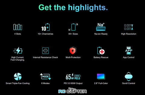 Зарядное устройство SkyRC MC5000 для цилиндрических батарей (Li/Na/Ni) x4, 80W (AC), 5A