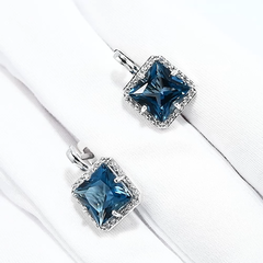 727921-3 - Серьги из белого золота 585 пробы с лондон-топазами и фианитами