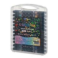 
          Фломастеры Basir, серия "Блёстки", разноцветные, двусторонние, в прозрачном пластиковом футляре, набор 24 шт