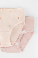набор трусы/ уп  для девочки  К 1931-3уп/бл.персиковый,пыльный персик,зайчики