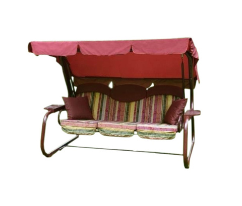 Качели садовые OLSA 3-х местные Мастак(каркас бордовый, м/э разноцветный рис.полоска)2 уп.