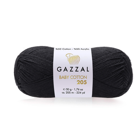 Пряжа Gazzal Baby Cotton 205 цвет 533 черный