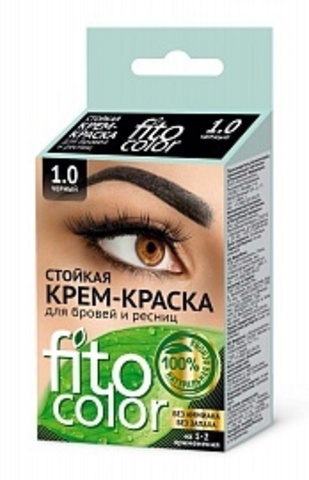 FITOкосметик Стойкая крем-краска ЧЁРНЫЙ для бровей и ресниц (2прим)2х2мл, Fitocolor