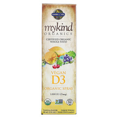 Garden of Life, MyKind Organics, веганский органический спрей с витамином D3, с ароматом ванили, 1000 МЕ, 58 мл (2 унции)