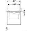 Шкафчик для раковины Geberit Renova Plan, с одной дверью: B=48.5см, H=46.3см, T=44см, матовый белый / меламиновое покрытие, ультраглянцевые белые / пленочное покрытие