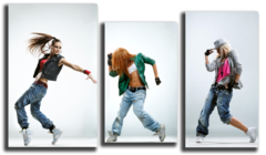 Модульная картина "Девушки танцуют хип-хоп"