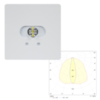 Аварийные квадратные светодиодные светильники эвакуационного освещения высоких помещений SLIMSPOT II Line MIDBAY Teknoware с диаграммой светораспределения