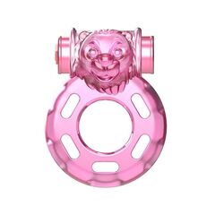 Розовое эрекционное кольцо с вибрацией Pink Bear - 