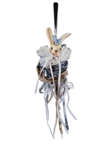 Елочная игрушка Заяц 15х23см ChristmasDeLuxe серый