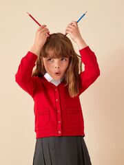 Кардиган школьный с карманами для девочки Next 979-315, Красный