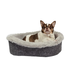 Royal pet лежанка-овал меховой рогожка премиум серая №1