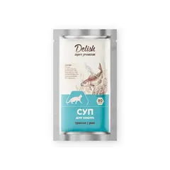 Delish Super premium суп для кошек треска/рис 80 гр