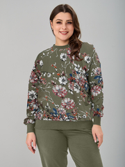 Толстовка К-390Х/цветы-фисташка