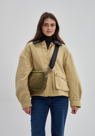 сумка прямоугольная хаки замша