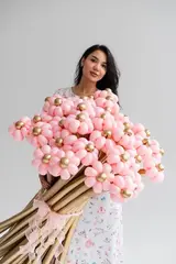 Розовые ромашки букет из ШДМ