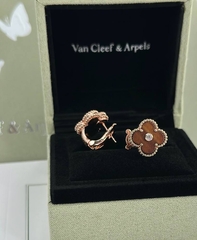 55236 - Cерьги Trendy клевер из стали в лимонной позолоте с цветными вставками