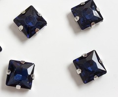 Стразы пришивные стекло в оправе, ш. 12 мм, темно-синий