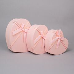 Коробка подарочная Сердце, с бантом, Розовый, 16*14*6 см