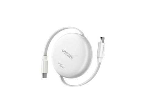 Кабель UGREEN L531 (95673) 100W USB-C to USB-C PD Fast Charging Retractable Cable Max, 1м, белый