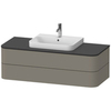 Duravit Happy D.2 Plus Столешница 16x1300x550мм для тумбы #HP4932, HP4942, HP4952 ,HP4962, HP4972 с вырезом под 1 раковину, цвет: graphite supermatt HP031KM8080