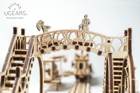 Трамвайная линия Ugears - деревянный конструктор, сборная модель, 3D пазл