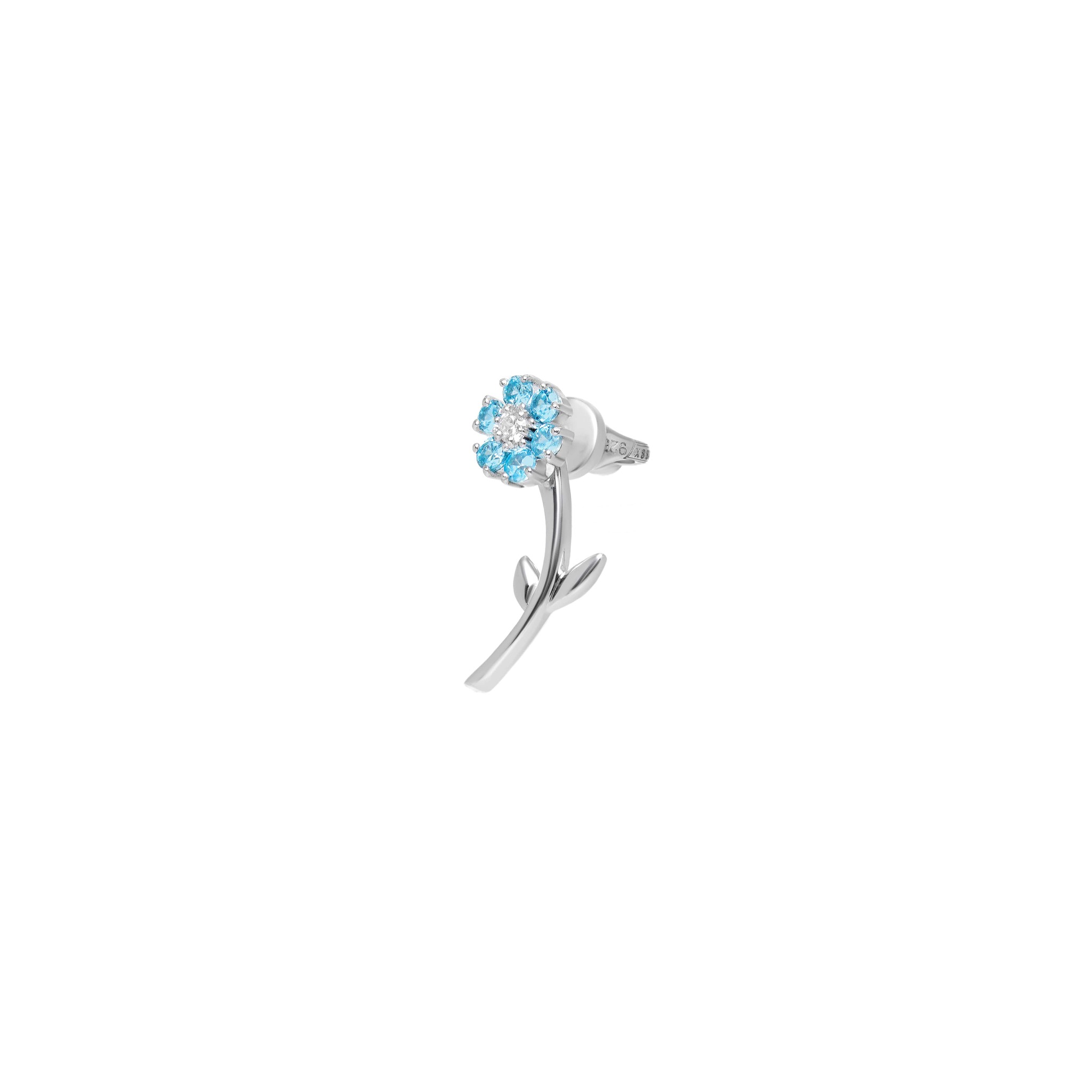 earring mono purple VIVA LA VIKA Моносерьга Silver Flower Mono Earring – Blue