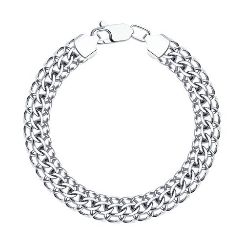 Купить 965150904 - массивный, широкий плоский браслет из серебра плетениепитон с алмазной гранью