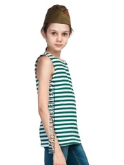 Зеленая детская тельняшка - Магазин тельняшек.ру 8-800-700-93-18Детская майка-тельняшка погранслужба (зеленая полоса) в Магазине тельняшек