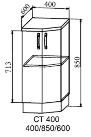 Кухня Квадро шкаф нижний торцевой угловой 400