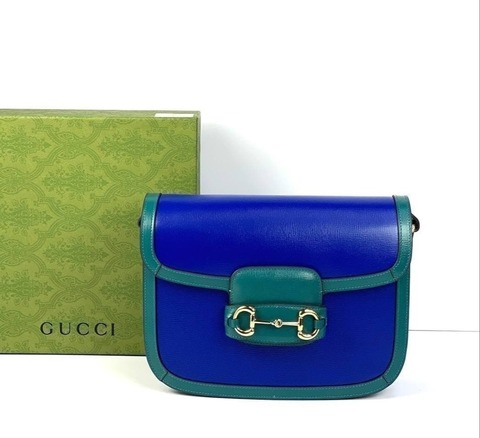 Маленькая сумка на плечо Gucci Horsebit 1955 бирюзовый/синий