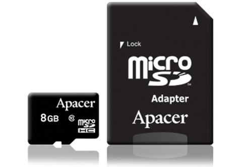 Карта памяти Apacer microSDHC 8Gb class 10 + SD адаптер