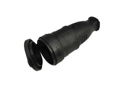 89-0-051 Розетка штепсельная  каучук, с заглушкой, однофазная,16А,IP44, с/з, черная, 602228 (Universal)