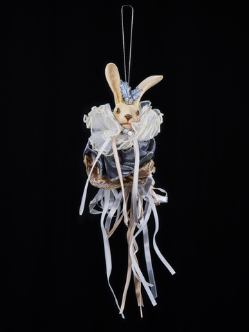 Елочная игрушка Заяц 15х23см ChristmasDeLuxe серый