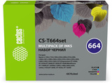Чернила Cactus CS-T664set 664 голубой, пурпурный, желтый, черный набор 4x70мл для Epson L130,  L110,  L100,  L220,  L200,  L310,  L300,  L360,  L361,  L380,  L382,  L350,  L355,  L365,  L395,  L405,  L485,  L495,  L555,  L565,  L575,  Expression ET-2