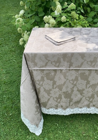 Скатерть 180x280 и 12 салфеток Palombella Brenda Vera темно-бежевые