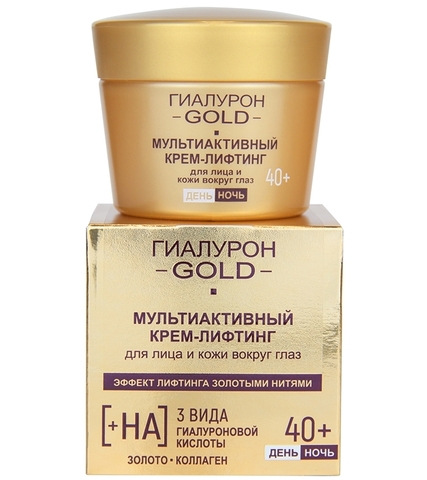 Гиалурон GOLD Крем-лифтинг для лица и кожи вокруг глаз день/ночь 40+, 45мл Витекс
