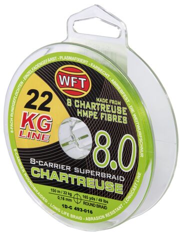 Леска плетёная WFT KG x8 Chartreuse 150 м, 0.16 мм
