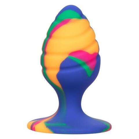 Яркая анальная пробка Cheeky Medium Swirl Tie-Dye Plug - 7,5 см. - California Exotic Novelties Cheeky SE-0439-10-3