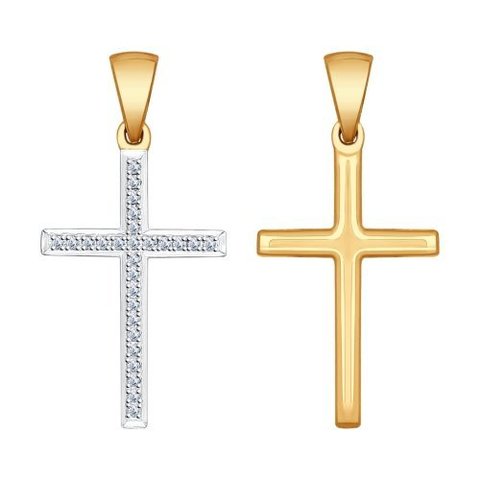 1030507- Крестик из золота с бриллиантами