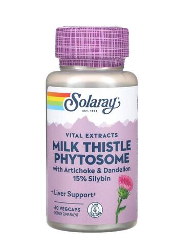 Solaray Vital Extracts, фитосомы расторопши, 60 растительных капсул