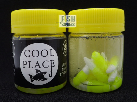 COOL PLACE ЛИЧИНКА(ЗИМА)FLOATING STRETCH цвет ЖЁЛТО-БЕЛЫЙ 28мм/12шт в банке