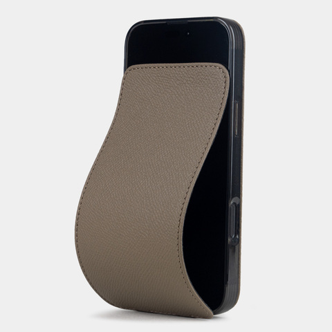 Чехол iPhone 17 Pro Max натуральная кожа сафьяно, бежевого цвета