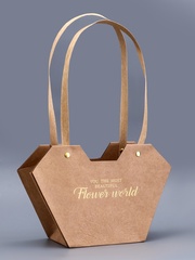 Сумка для цветов влагостойкая, Тиснение «Самой прекрасной», крафт, 23*15*9 см (Д*В*Ш), 1 шт.