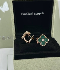 55236 - Cерьги Trendy клевер из стали в лимонной позолоте с цветными вставками