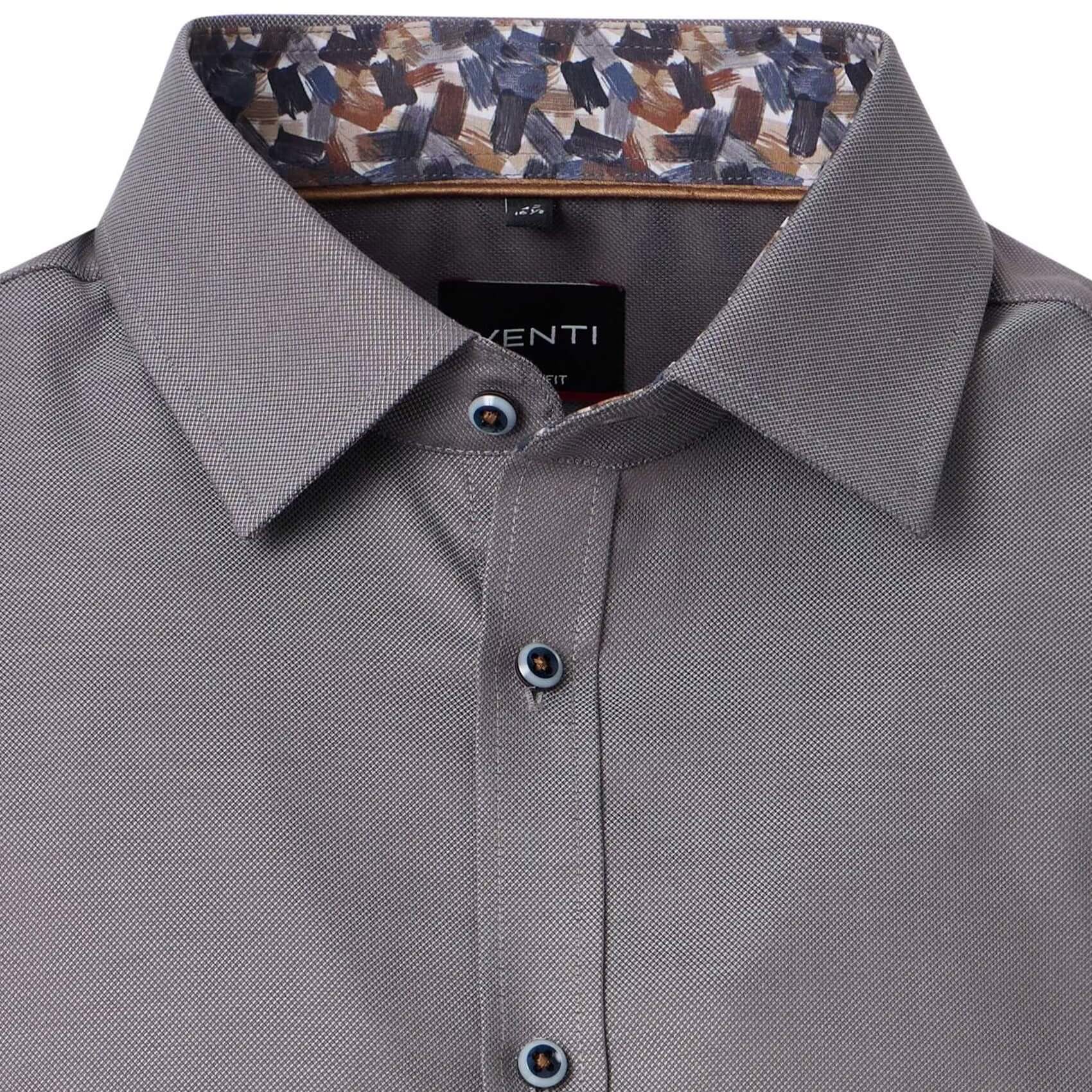 Сорочка мужская Venti Body Fit 154493000-200 серо-коричневая с цветной отделкой
