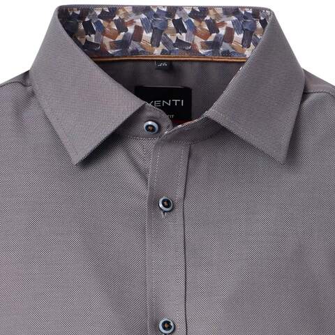 Сорочка мужская Venti Body Fit 154493000-200 серо-коричневая с цветной отделкой
