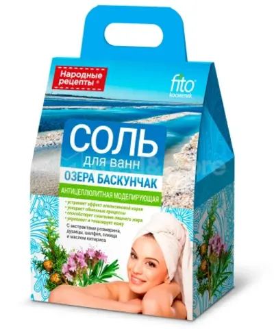 ФИТО Соль д/ванн АНТИЦЕЛЛЮЛИТНАЯ озера Баскунчак, коробка 500/12